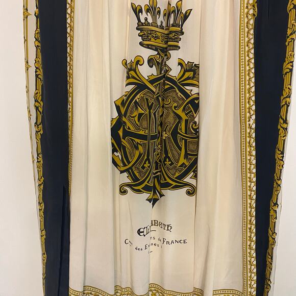 Vintage Anne Pinkerton Silk Skirt Gold French Royal Crest Size Small Medium - Picture 9 of 16